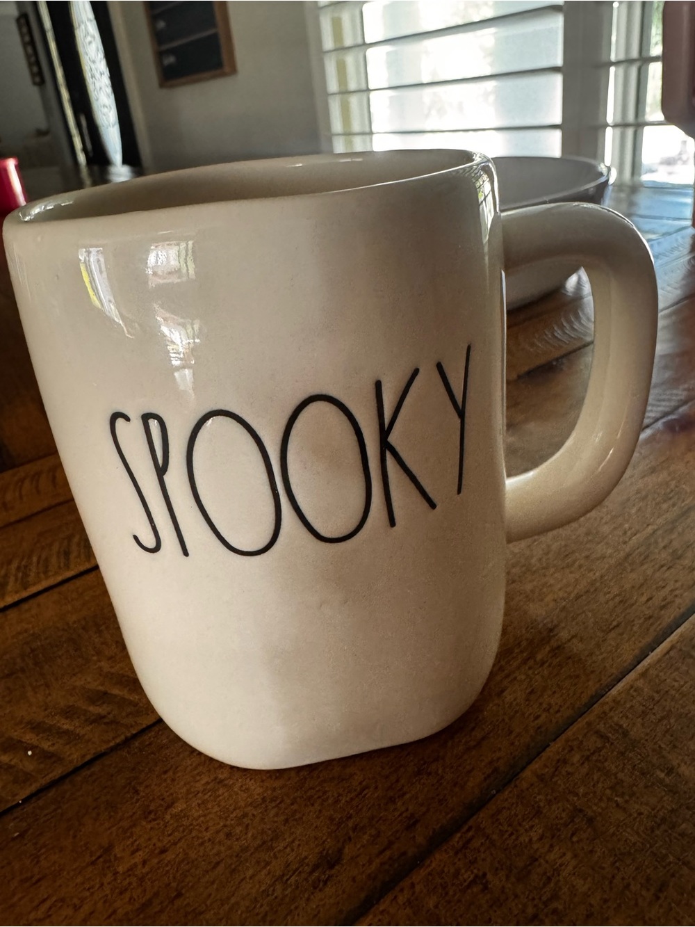 Rae Dunn Cream Mug with Black 'SPOOKY' Lettering